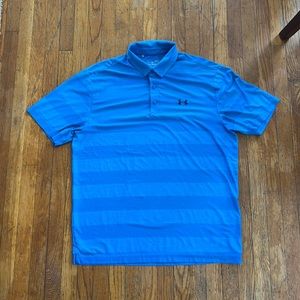 Bright blue under armor heat gear golf shirt